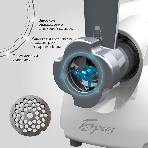 Мясорубка электрическая Аксион Бриз М12.21 белый, 600 Вт, 0.67 кг/мин, защита от перегрузки, насадки - 1, фото5