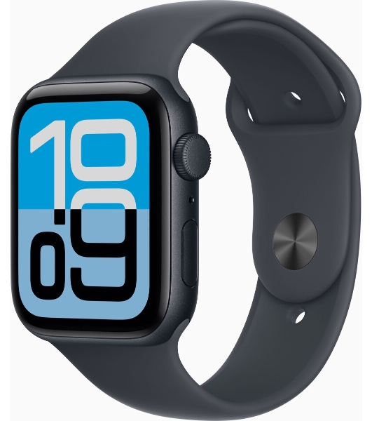 Смарт-часы Apple Watch SE 3 2025 A3325 44мм OLED корп.темная ночь Sport Band рем.темная ночь разм.брасл.:S/M (MEHN4J/A)