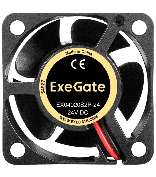 Вентилятор корпусной ExeGate EX04020S2P-24, 40 мм, 7000 об/мин, 29 дБ, 2 pin, без подсветки