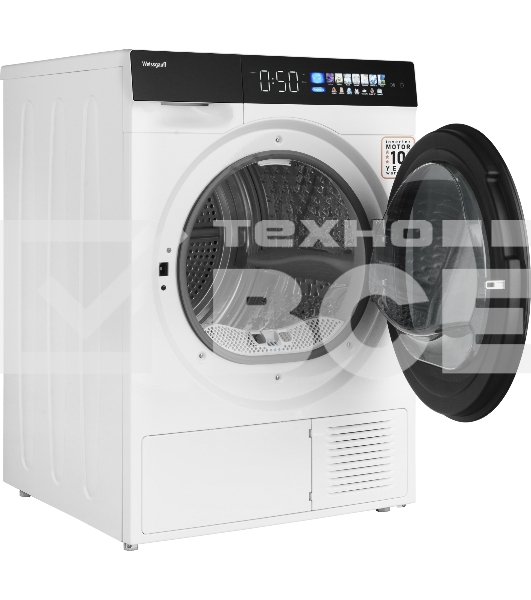 Сушильная машина Weissgauff WD 999 Heat Pump Full Touch белый/черный, 10 кг, сушка - тепловой насос, программ - 16, 60 x 85 x 62 см
