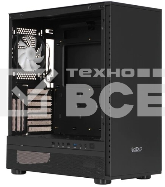 Компьютерный корпус  PCCooler IE200 BK, Tempered Glass Full Tower, черный, TG, SPCC, 1x120mm ARGB E-ATX, ATX, mATX, mITX 180/380/220mm 4x2.5