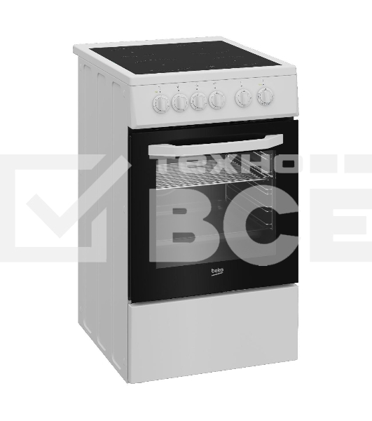Плита электрическая Beko FFSS57001W белый, конфорок 4 шт, духовка 60 л, 50 см x 85 см x 60 см