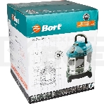 Строительный пылесос Bort BSS-1015 голубой/серебристый, 285/1250 Вт, уборка сухая/влажная, пылесборник контейнер, 15 л, фото3