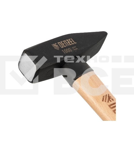 Молоток слесарный Denzel 1000 г, кованый квадратный боек, буковая рукоятка