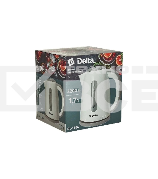 Чайник электрический Delta DL-1106 белый с серым
