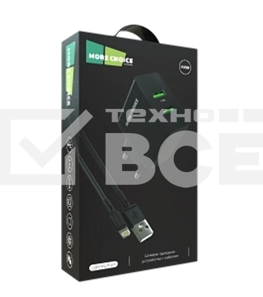 Сетевое зарядное устройство MORE CHOICE (4610196409875) NC11i 2USB 2.4A для Lightning 8-pin черный