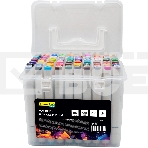 Набор маркеров для скетчинга Silwerhof Idea, двойной пишущий наконечник, 1-7мм, 60 цветов (60шт.) пластиковая коробка, фото 1