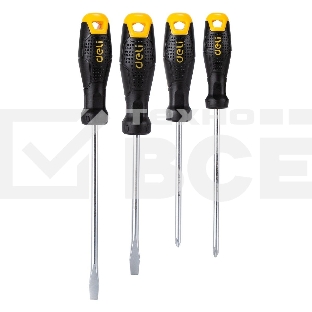 Набор отверток Deli DL620004 4шт SL5x100 + SL6x150 + PH1x100 + PH2x150