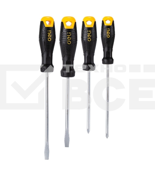 Набор отверток Deli DL620004 4шт SL5x100 + SL6x150 + PH1x100 + PH2x150
