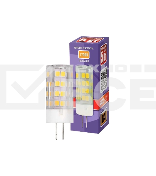 Лампа светодиодная JazzWay PLED-G4 5Вт капсульная 2700К теплый белый G4 400лм 175-240В