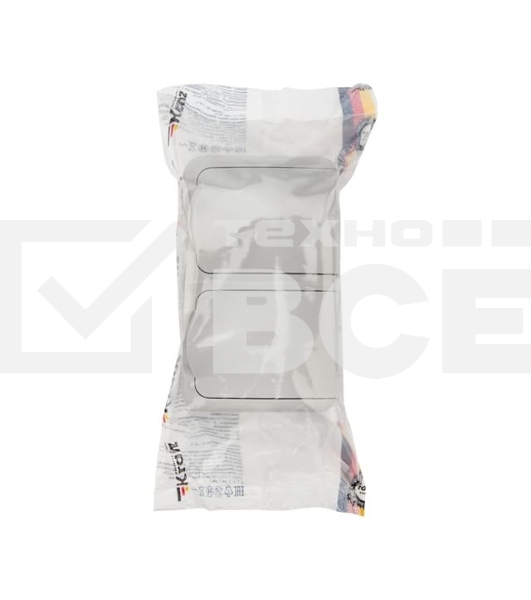 Блок горизонтальный 2 розетки (керамика) Mini OG IP54 с заземлением, о/у, серый Kranz