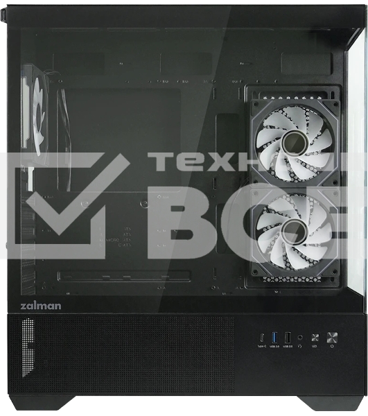 Компьютерный корпус ZALMAN CHRONIX V2, ATX, BLACK, WINDOW, 1xCombo (3.5’’ or 2.5’’), 1x3.5’’HDD, 2x2.5’’SSD, 1xUSB2.0, 1xUSB3.0, 1xUSB Type-C, SIDE 2x120мм ARGB, REAR 1x120мм ARGB