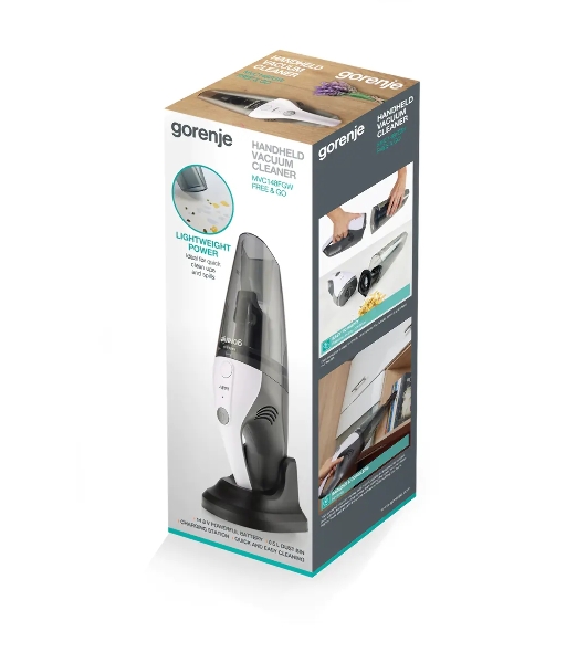 Пылесос Gorenje MVC148FGW белый/серый, 25/100 Вт, уборка сухая, пылесборник контейнер 0,5 л