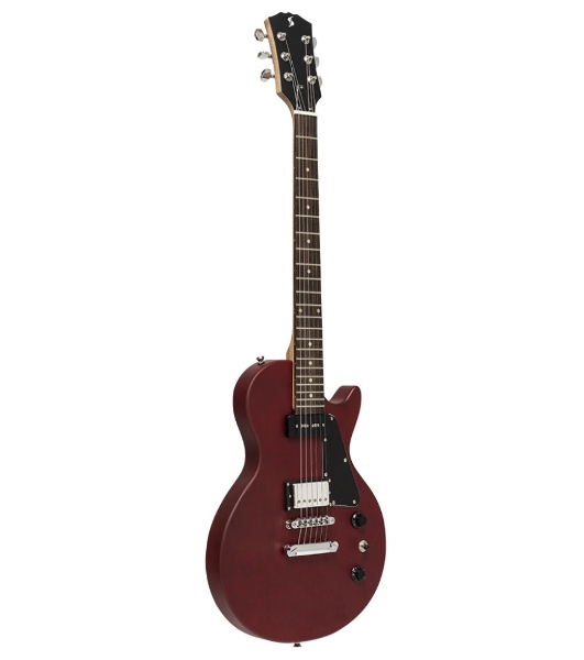 Электрогитара STAGG SEL-HB90 CHERRY 6-ти струнная, корпус массив красного дерева, гриф красное дерево, накладка палисандр, 22 лада, звукосниматели 1х P90, 1х хамбакер, регуляторы 1x громкости, 1x тона, 3-х поз. переключатель, цвет Cherry
