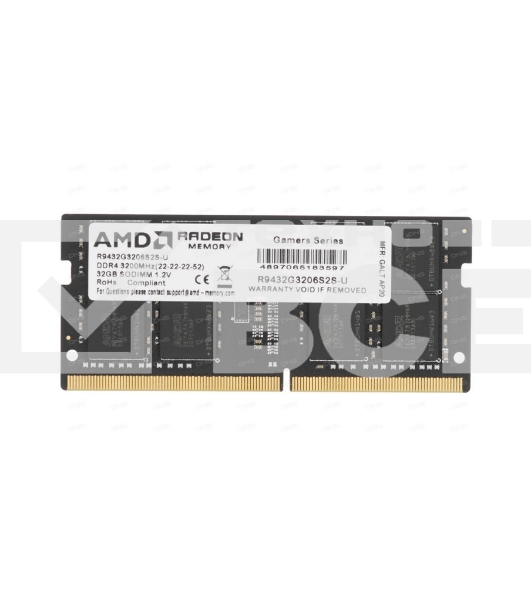 Оперативная память AMD Radeon R9, DDR4, 32GB (1x32GB), 3200MHz, SO-DIMM