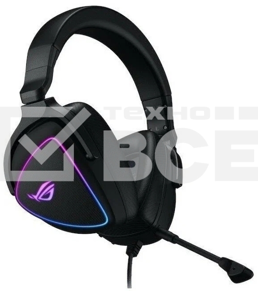 Игровые наушники ASUS ROG Delta S черные (7.1, USB Type-C + A, RGB подсветка, 50 мм, ESS 9281 Pro, микрофон, 90YH02K0-B2UA00)