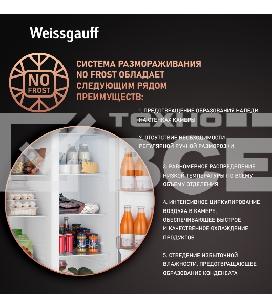 Холодильник Weissgauff WSBS 500 Inverter NoFrost Black двухкамерный 270/180л морозилка слева, No Frost, Side by Side