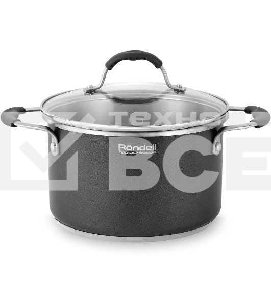 Кастрюля Rondell Stern RDS-010, 3.9л, 20см, с крышкой, серый