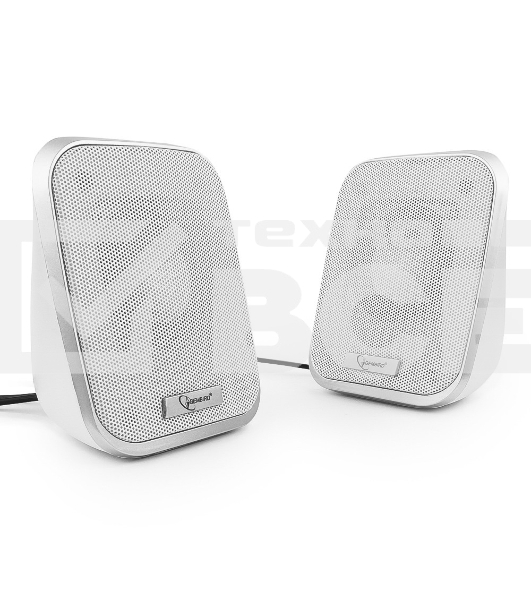 Акустич. система 2.0 Gembird SPK-100-W, белый, 6 Вт, регулятор громкости, USB-питание					