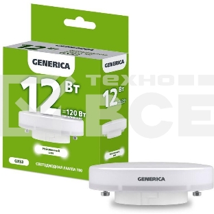 Лампа LED T80 IEK LL-T80-12-230-40-GX53-G таблетка 12Вт 230В 4000К GX53 GENERICA
