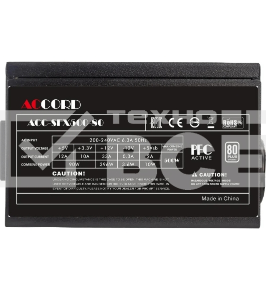 Блок питания Accord  ACC-SFX500-80 SFX, 500Вт, 80мм, черный