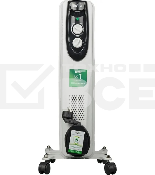 Обогреватель масляный Ballu Classic BOH/CL-05WRN (5 секций), белый, 1000 Вт, 15 м2, термостат