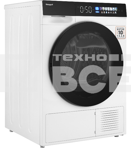 Сушильная машина Weissgauff WD 999 Heat Pump Full Touch белый/черный, 10 кг, сушка - тепловой насос, программ - 16, 60 x 85 x 62 см