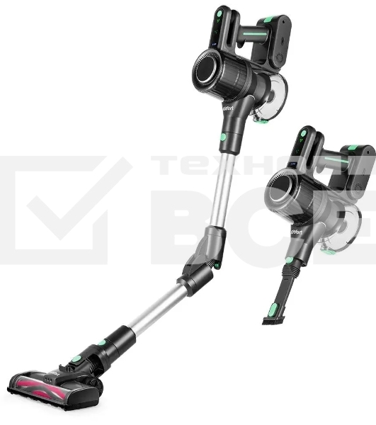 Пылесос вертикальный Kitfort КТ-5168-2 зеленый/черный, питание от аккумулятора, 75 Вт, уборка сухая, пылесборник 0.5 л, работа от АКБ max 32 мин.