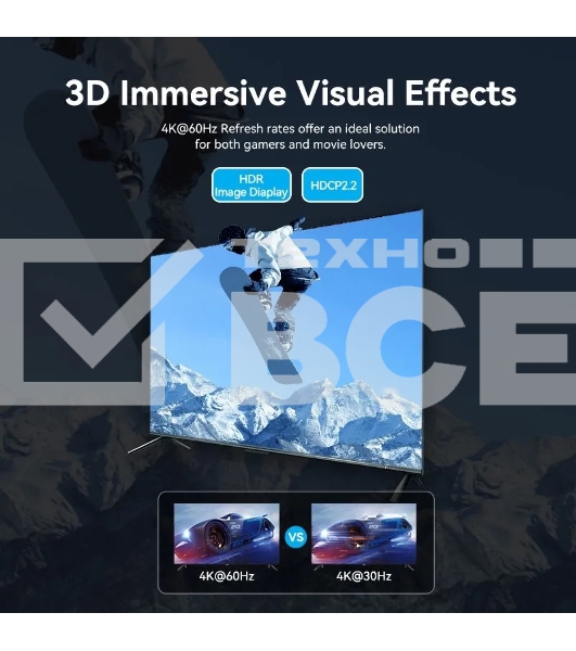 Переключатель (switch) 3x1 Vention HDMI v2.0