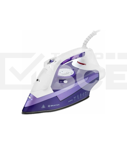 Паровой утюг BRAYER BR4004, 2400 Вт, 280 мл, 140 г/мин, керам.подошва, антикап, разбрызг, самоотчис