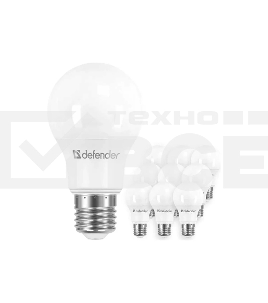 Лампочка светодиодная Defender A60-10W-830-E27 груша, 3000 К, теплый белый, 1 шт.