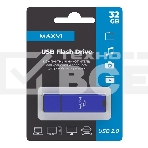 Флеш диск Maxvi MP2 32GB USB 2.0 blue, монолит с колпачком, ABS пластик + металл, фото3
