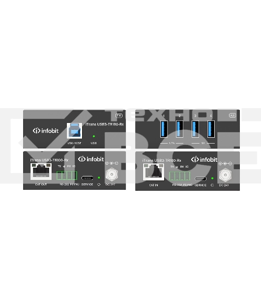 Удлинитель сигнала Infobit iTrans USB3-TR100 USB 3.0 (Tx + Rx) до 100 метров HDBaseT 3.0