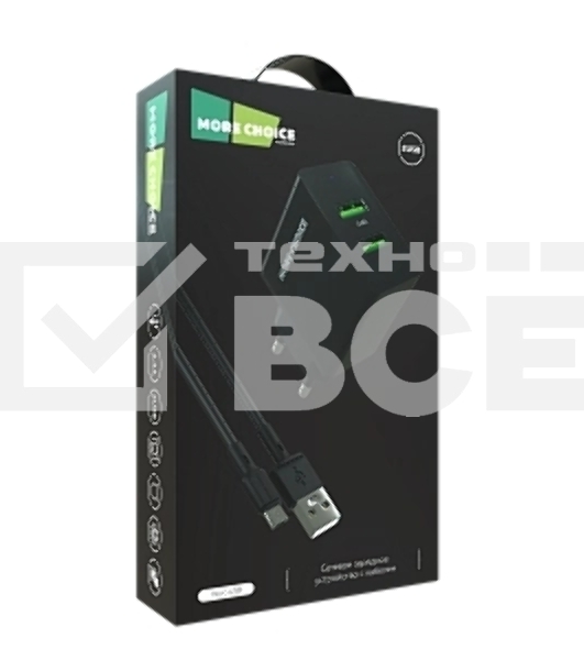 Сетевое зарядное устройство MORE CHOICE (4610196409882) NC11m 2USB 2.4A для micro USB черный