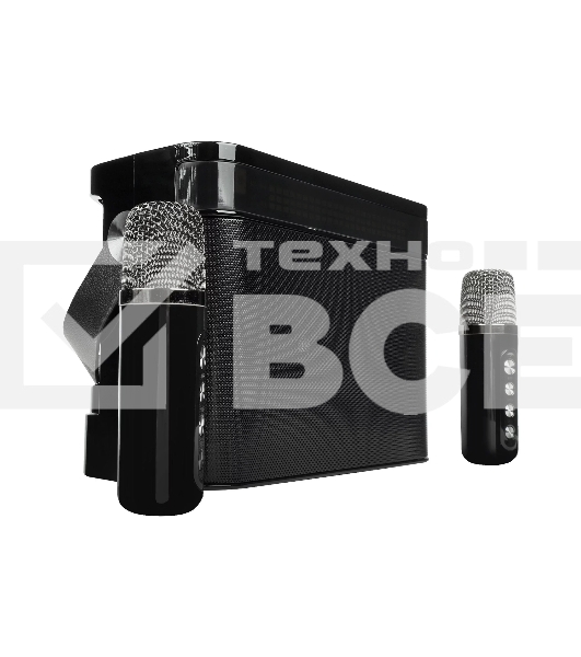 Переносная караоке система TRS2402 iconBIT K902B Колонка 10Вт, 2 микрофона Bluetooth, световые эффекты, аккумулятор в колонке 3000mAh и микрофонах, 22.3*9.6*15.7CM, черный