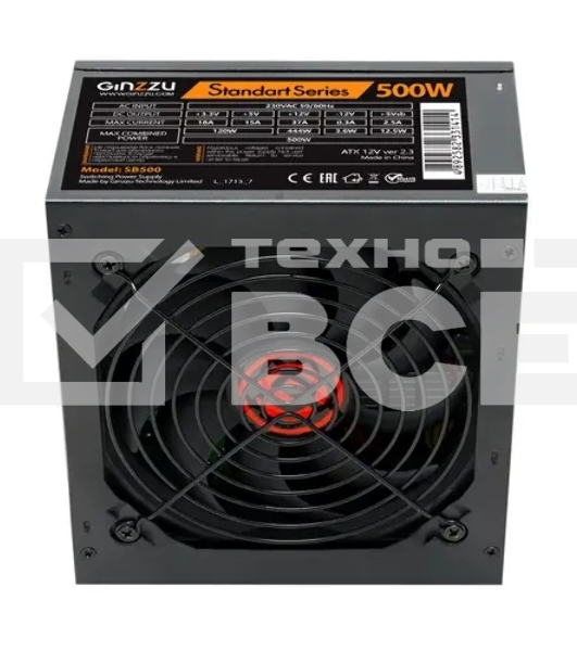 Блок питания Ginzzu SB500 ATX 12cm fan