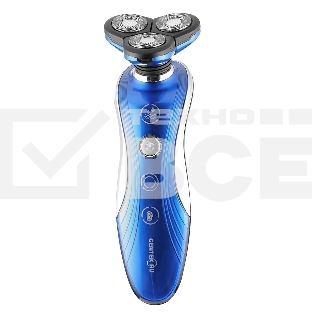 Бритва Centek CT-2170 (синий) ротор 3D, +ВЛАЖНОЕ БРИТЬЁ, 3 плав.головки, 2-ные лезвия, до 50 мин раб