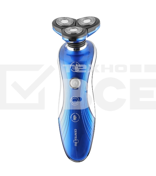 Бритва Centek CT-2170 (синий) ротор 3D, +ВЛАЖНОЕ БРИТЬЁ, 3 плав.головки, 2-ные лезвия, до 50 мин раб