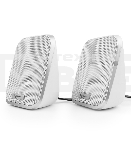 Акустич. система 2.0 Gembird SPK-100-W, белый, 6 Вт, регулятор громкости, USB-питание					
