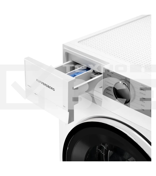 Стиральная машина Kuppersberg WM 480 W, отдельностоящая, 8 кг, 15 программ, 1400 об/мин, пар, дозагрузка белья, отложенный старт, предварительная стирка, LED дисплей, энергоэффективность А+++, белый