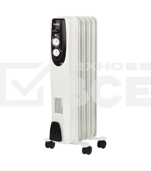 Обогреватель масляный Ballu Classic BOH/CL-05WRN (5 секций), белый, 1000 Вт, 15 м2, термостат