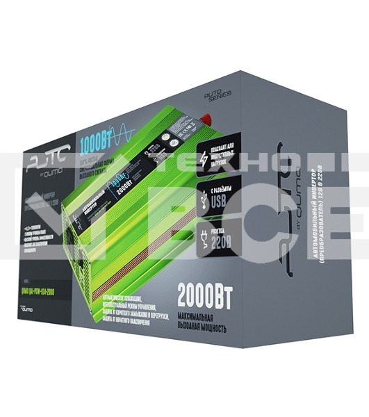 Автомобильный инвертор (преобразователь) 12В в 220В, Модель QUMO QAI-PSW-914-2000 (AVCPSW-Q2000)