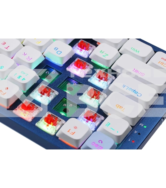 Клавиатура Redragon Eva Pro гибридная, USB Type-A, Bluetooth, радиоканал, белый/синий