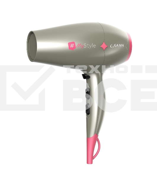 Фен GA.MA Diamond my style GH0304 серебристый/розовый, 2300 Вт, компактный