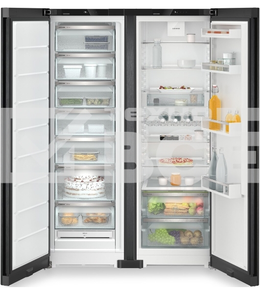 Холодильник Liebherr Комбинация XRFbd 5220-22 001 (SFNbdd 5227-22 001 + SRbdd 5220-22 001) черный двухкамерный 398/271л морозилка сбоку, No Frost, Side by Side
