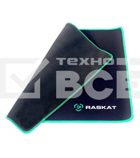 Коврик для мышки Raskat XP18 черный с зеленым, ACD-XP18-RRB тканевый, 400х450х3мм, нейлон + резина, обшитый, RTL