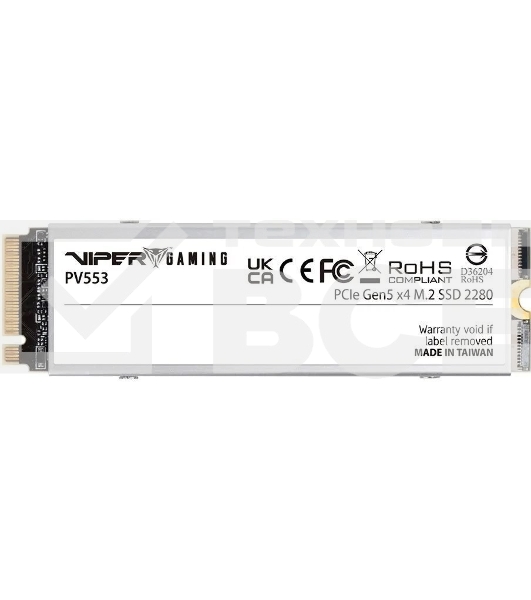 Накопитель SSD Patriot PV553, 4Tb, PCIe 5.0 x4, M.2 2280, NVMe, R/W 12400/11800, с активным охлаждением