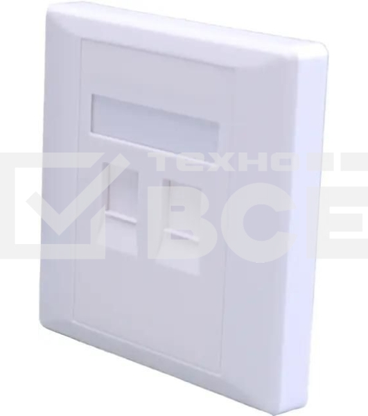 Панель Suprlan 10-0334-1, лицевая со шторкой 80x80, 2xKeystone ABS пластик, белый