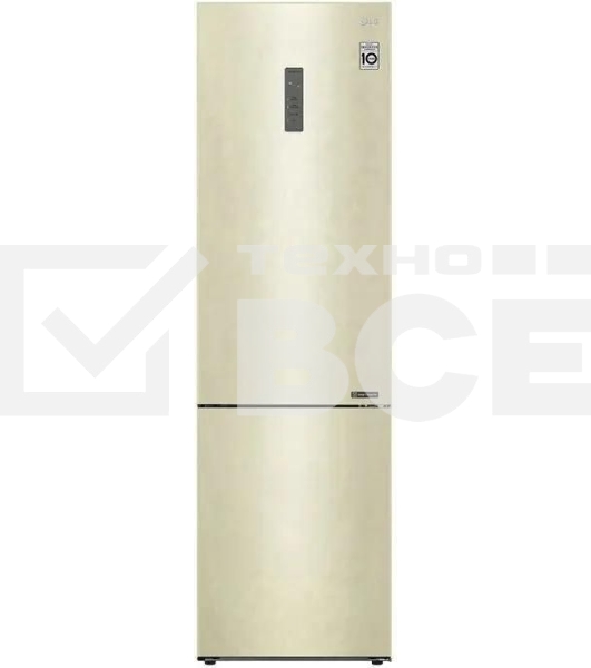 Холодильник LG GA-B509CEWL бежевый двухкамерный 277/107л морозилка снизу, No Frost