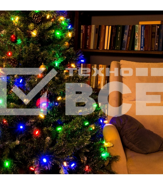 Гирлянда светод. Funray Лучики, SE-BEAM-110M, 10М, 100LED, мульти (4цв.),темно-зел.шн.0,7м,контр.